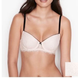 RIBBON LACE DEMI BRA LIGHTLY LINED VELVET STRAP